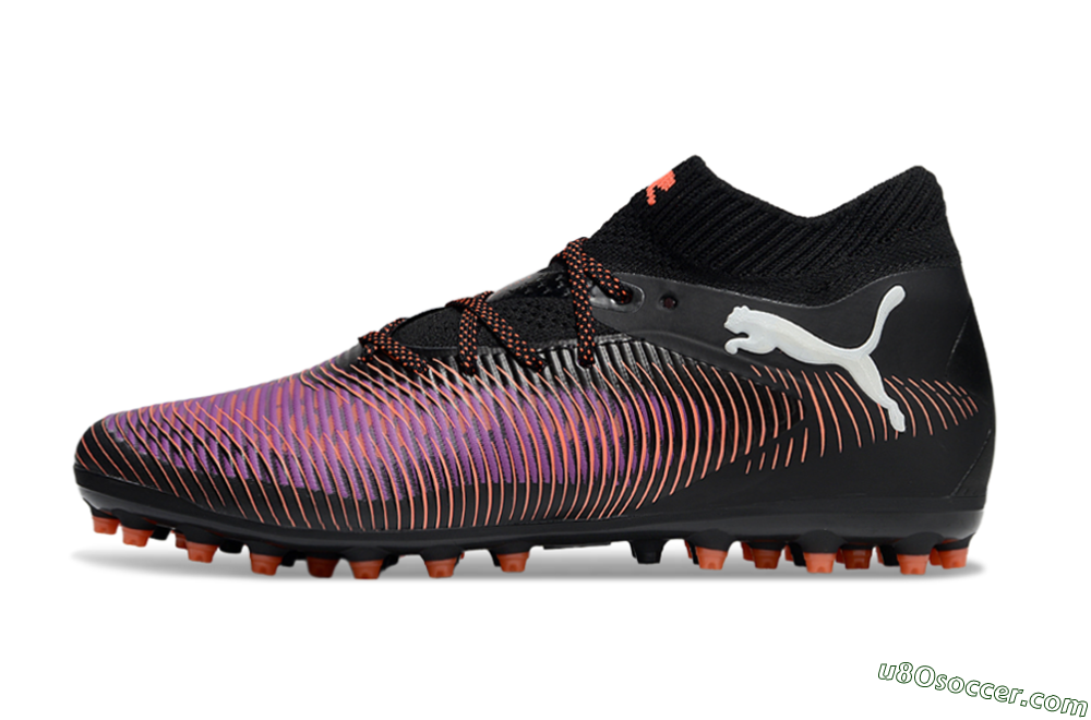 Puma Future 8 Ultimate MG Multi Ground Soccer Cleats - Black/Purple/Orange 2