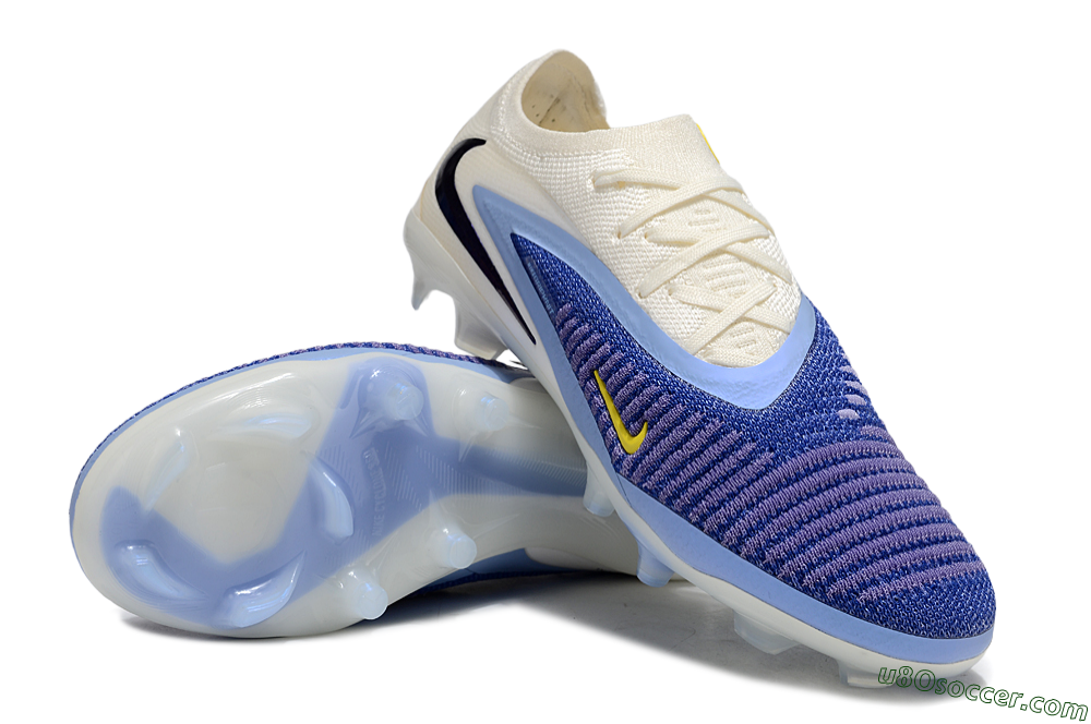 Nike Phantom 6 Elite Low FG Firm Ground Soccer Cleats - Blue/White/Yellow 3