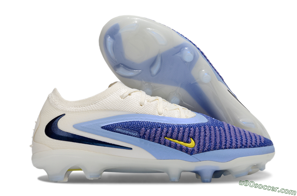 Nike Phantom 6 Elite Low FG Firm Ground Soccer Cleats - Blue/White/Yellow 1