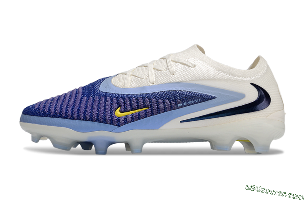 Nike Phantom 6 Elite Low FG Firm Ground Soccer Cleats - Blue/White/Yellow 2