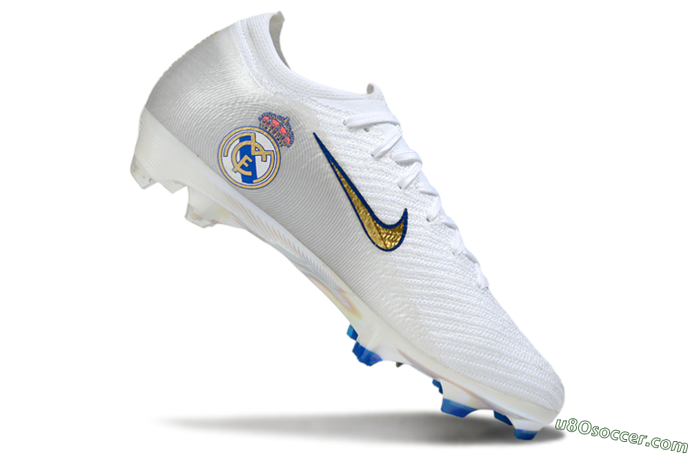 Nike Air Zoom Mercurial Vapor 16 Elite FG Firm Ground Soccer Cleats - White/Gold/Blue 4