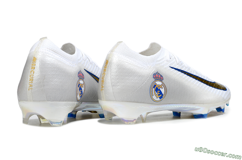 Nike Air Zoom Mercurial Vapor 16 Elite FG Firm Ground Soccer Cleats - White/Gold/Blue 6