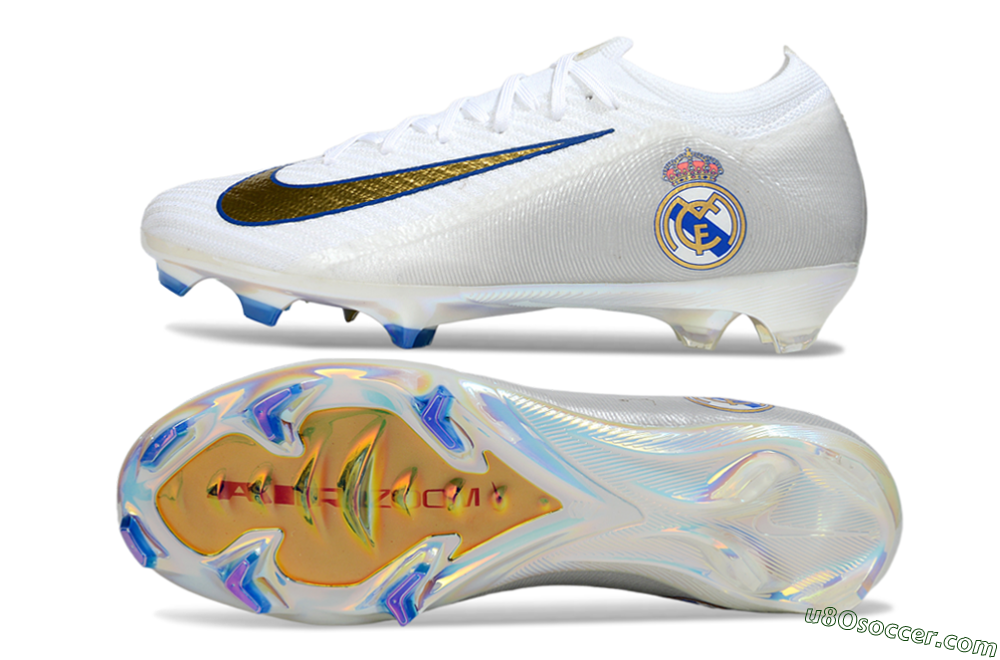 Nike Air Zoom Mercurial Vapor 16 Elite FG Firm Ground Soccer Cleats - White/Gold/Blue 0