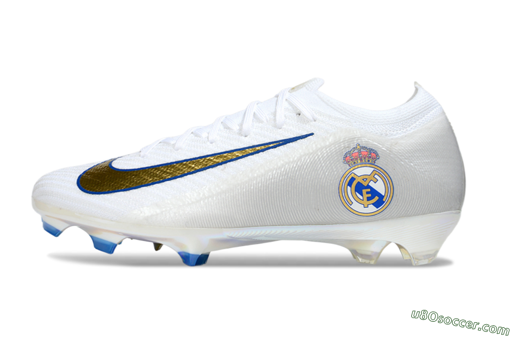 Nike Air Zoom Mercurial Vapor 16 Elite FG Firm Ground Soccer Cleats - White/Gold/Blue 2