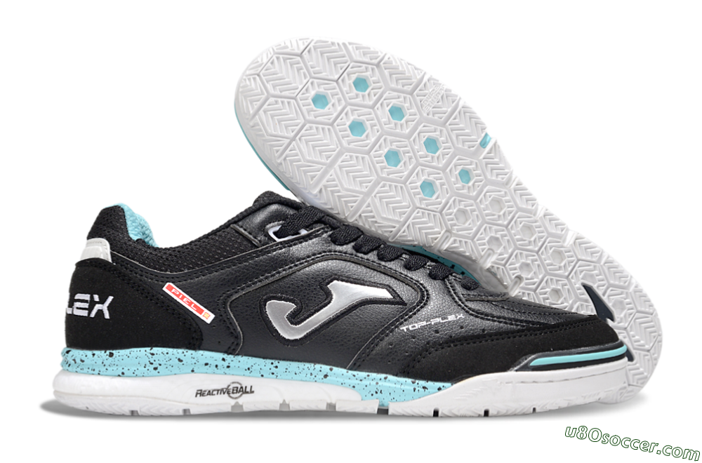 Joma Top Flex IC Indoor & Futsal Soccer Shoes - Black/Silver/Jade 1