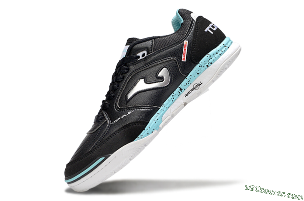 Joma Top Flex IC Indoor & Futsal Soccer Shoes - Black/Silver/Jade 5
