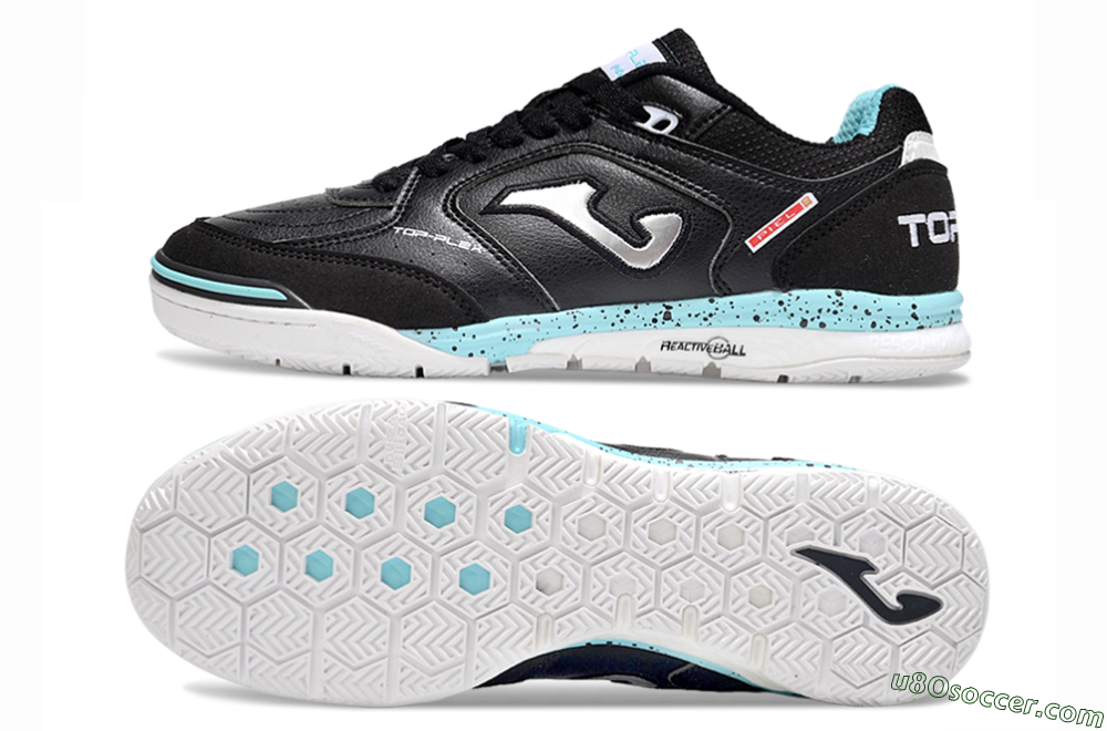 Joma Top Flex IC Indoor & Futsal Soccer Shoes - Black/Silver/Jade 0