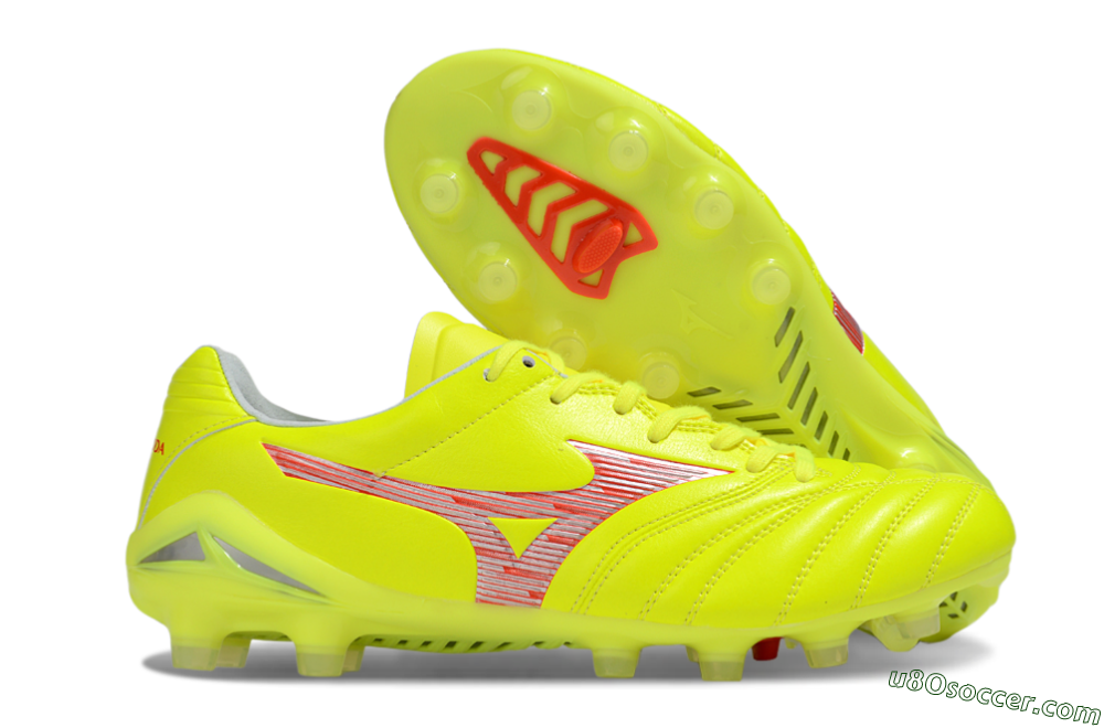 Mizuno Morelia Neo 4 FG Firm Ground Soccer Cleats - Yellow/Red/White 1