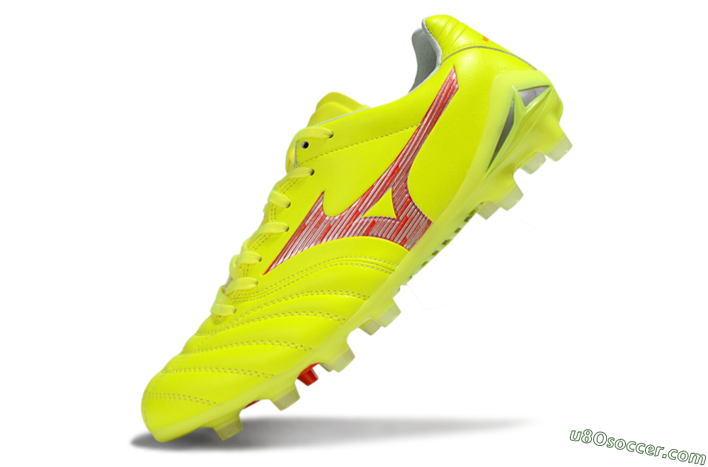 Mizuno Morelia Neo 4 FG Firm Ground Soccer Cleats - Yellow/Red/White 5