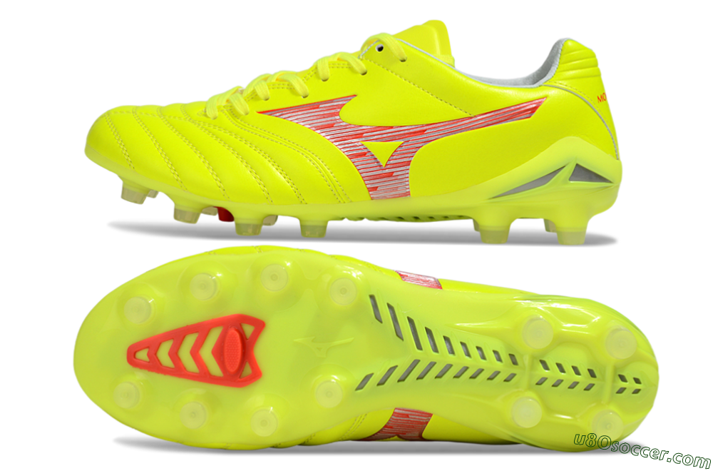 Mizuno Morelia Neo 4 FG Firm Ground Soccer Cleats - Yellow/Red/White 0