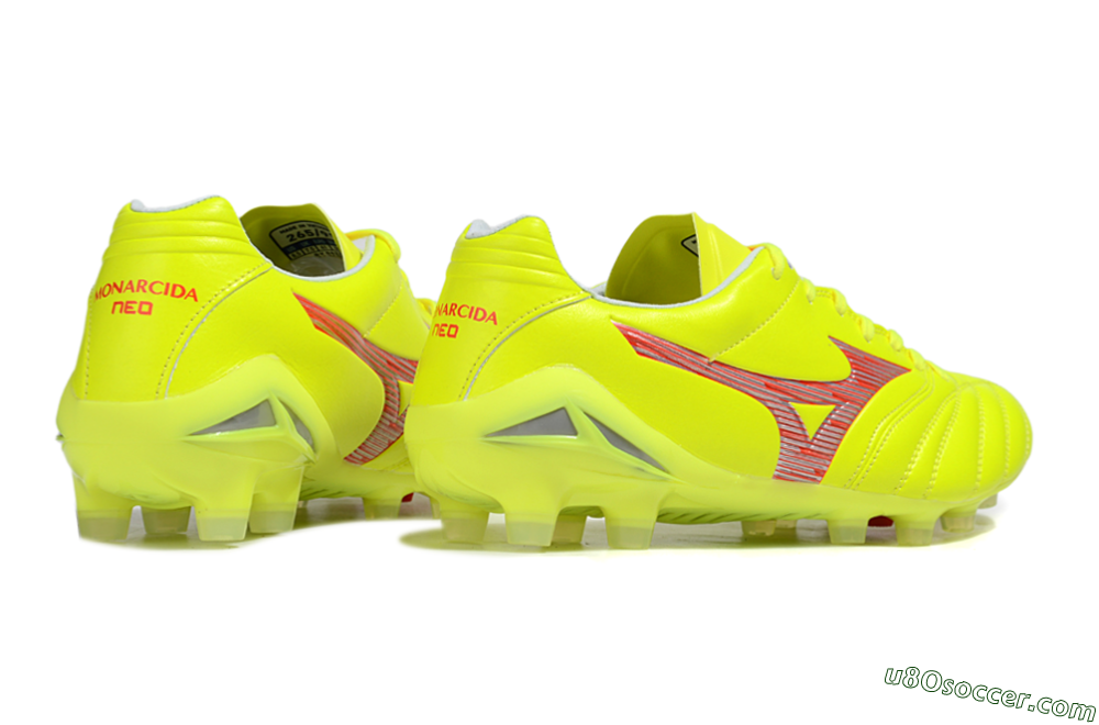 Mizuno Morelia Neo 4 FG Firm Ground Soccer Cleats - Yellow/Red/White 6