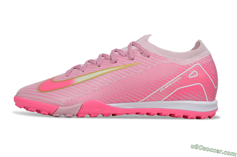 Nike Air Zoom Mercurial Vapor 16 Elite TF Artificial Turf Soccer Shoes - Pink/Gold/White 2