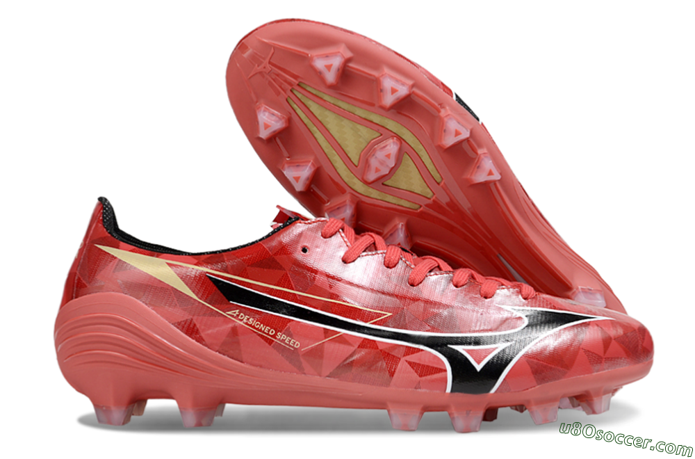 Mizuno Morelia Alpha Beta FG Firm Ground Soccer Cleats - Red/Black/White 1