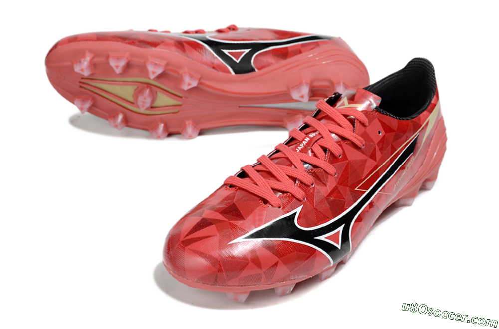 Mizuno Morelia Alpha Beta FG Firm Ground Soccer Cleats - Red/Black/White 3