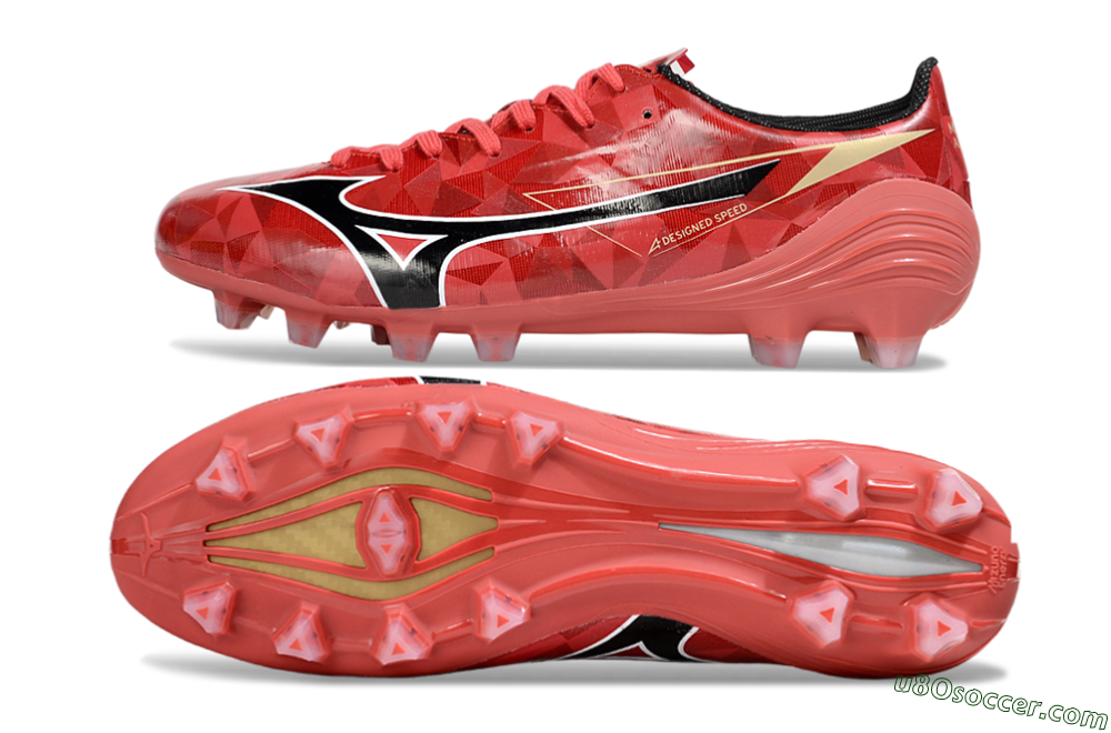 Mizuno Morelia Alpha Beta FG Firm Ground Soccer Cleats - Red/Black/White 0