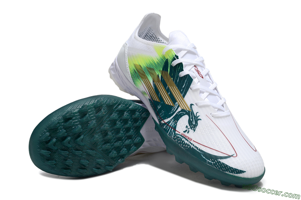 Adidas F50 Pro TF Artificial Turf Soccer Shoes - White/Green/Yellow 3