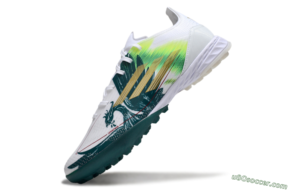 Adidas F50 Pro TF Artificial Turf Soccer Shoes - White/Green/Yellow 5