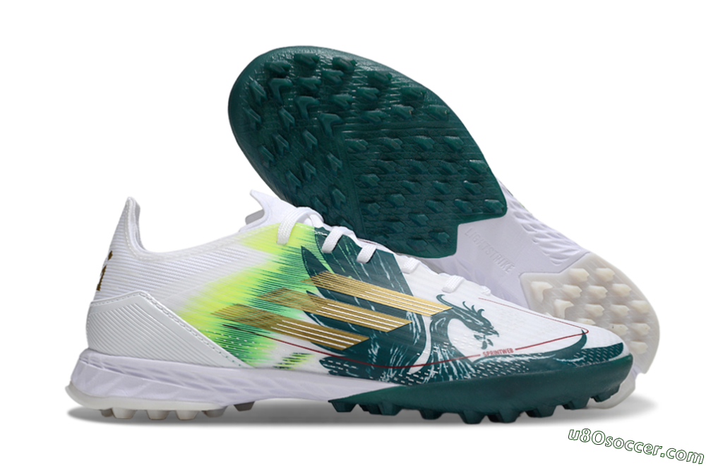Adidas F50 Pro TF Artificial Turf Soccer Shoes - White/Green/Yellow 1