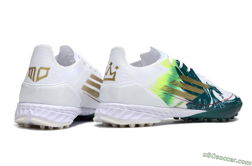 Adidas F50 Pro TF Artificial Turf Soccer Shoes - White/Green/Yellow 6