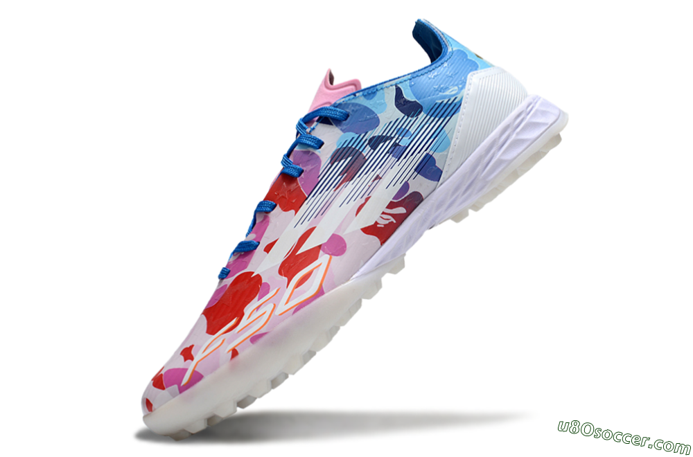 Adidas F50 Pro TF Artificial Turf Soccer Shoes - White/Red/Pink/Blue 5