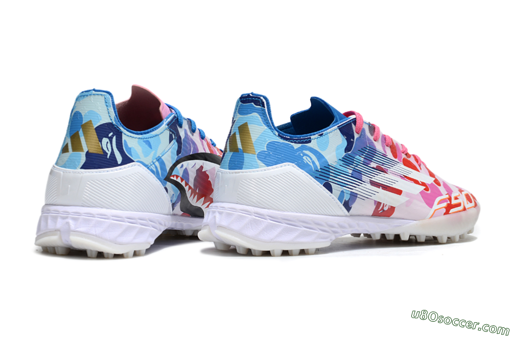 Adidas F50 Pro TF Artificial Turf Soccer Shoes - White/Red/Pink/Blue 6