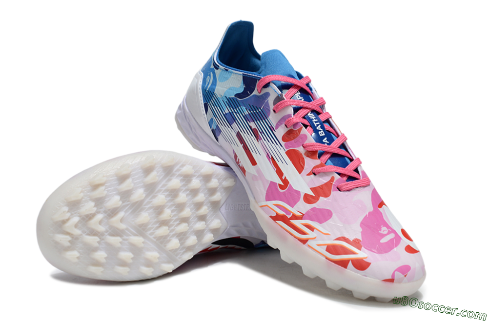 Adidas F50 Pro TF Artificial Turf Soccer Shoes - White/Red/Pink/Blue 3