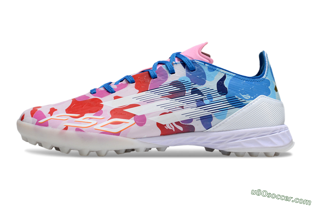 Adidas F50 Pro TF Artificial Turf Soccer Shoes - White/Red/Pink/Blue 2