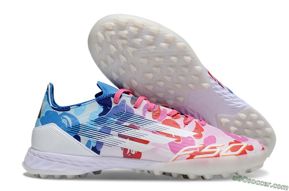 Adidas F50 Pro TF Artificial Turf Soccer Shoes - White/Red/Pink/Blue 1