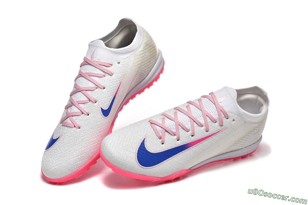 Nike Air Zoom Mercurial Vapor 16 Elite TF Artificial Turf Soccer Shoes - White/Blue/Pink 6
