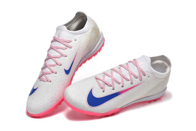 Nike Air Zoom Mercurial Vapor 16 Elite TF Artificial Turf Soccer Shoes - White/Blue/Pink