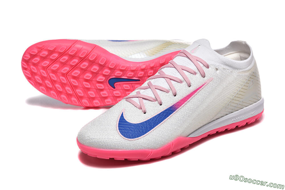 Nike Air Zoom Mercurial Vapor 16 Elite TF Artificial Turf Soccer Shoes - White/Blue/Pink 3