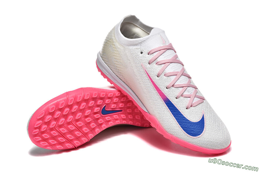 Nike Air Zoom Mercurial Vapor 16 Elite TF Artificial Turf Soccer Shoes - White/Blue/Pink 4