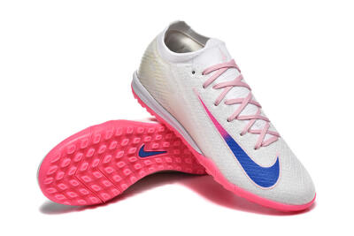 Nike Air Zoom Mercurial Vapor 16 Elite TF Artificial Turf Soccer Shoes - White/Blue/Pink