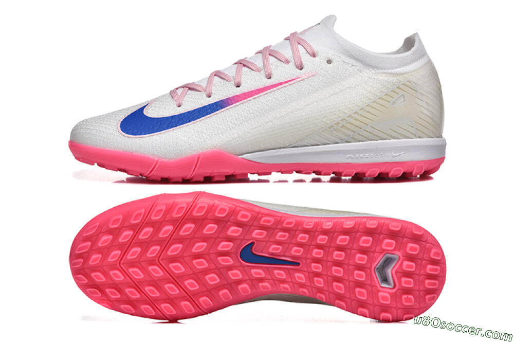 Nike Air Zoom Mercurial Vapor 16 Elite TF Artificial Turf Soccer Shoes - White/Blue/Pink 0