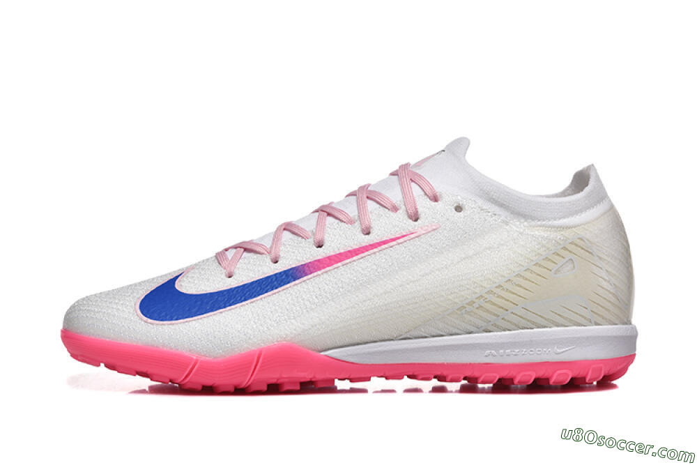 Nike Air Zoom Mercurial Vapor 16 Elite TF Artificial Turf Soccer Shoes - White/Blue/Pink 2