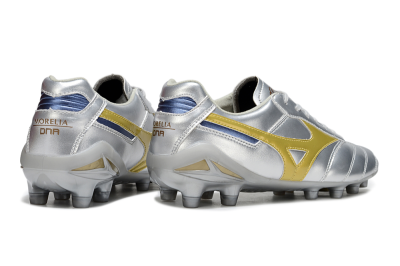 Mizuno Morelia Neo 4 FG Firm Ground Soccer Cleats - Silver/Gold/Blue