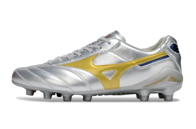 Mizuno Morelia Neo 4 FG Firm Ground Soccer Cleats - Silver/Gold/Blue