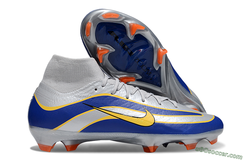 Nike Air Zoom Mercurial Superfly 10 Elite FG Firm Ground Soccer Cleats - Silver/Yellow/Blue 1