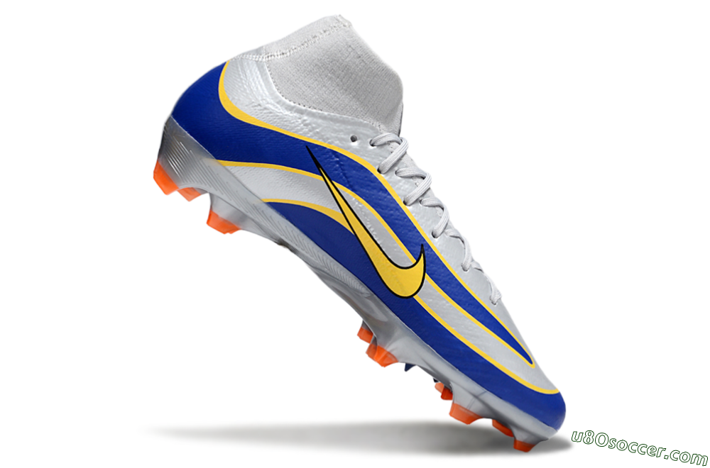 Nike Air Zoom Mercurial Superfly 10 Elite FG Firm Ground Soccer Cleats - Silver/Yellow/Blue 4