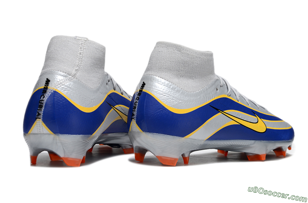 Nike Air Zoom Mercurial Superfly 10 Elite FG Firm Ground Soccer Cleats - Silver/Yellow/Blue 6
