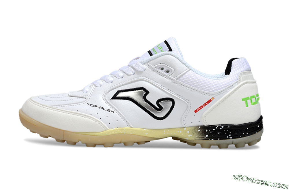 Joma Top Flex TF Artificial Turf Soccer Shoes - White/Silver/Black 2