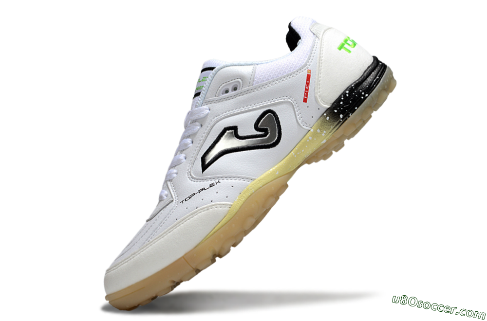Joma Top Flex TF Artificial Turf Soccer Shoes - White/Silver/Black 5
