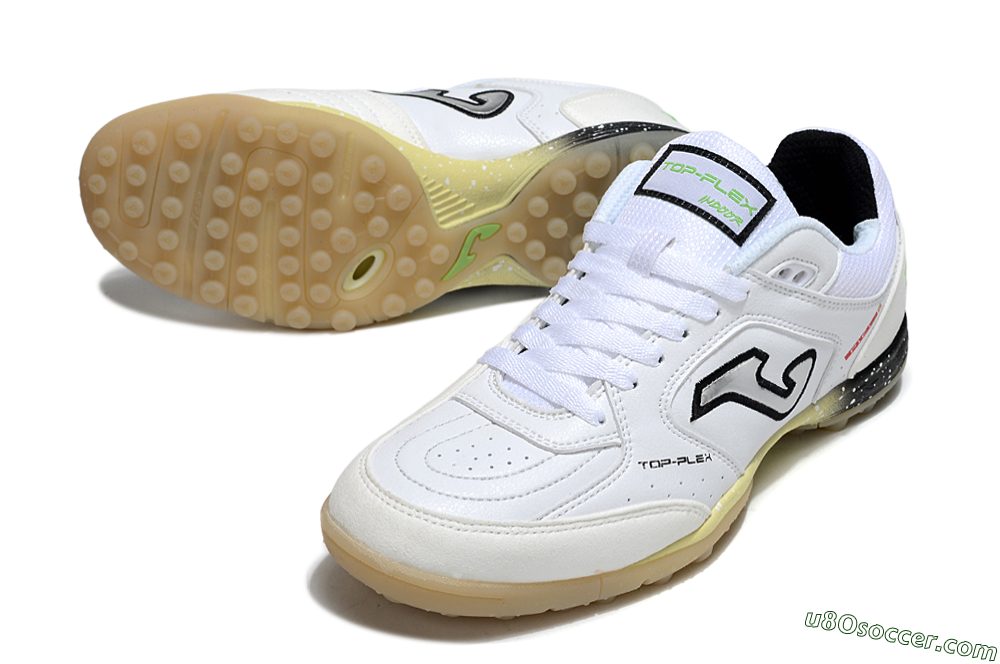 Joma Top Flex TF Artificial Turf Soccer Shoes - White/Silver/Black 3