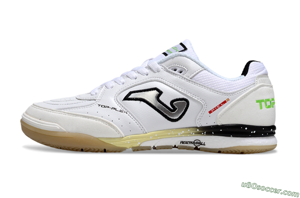 Joma Top Flex IC Indoor & Futsal Soccer Shoes - White/Silver/Black 2