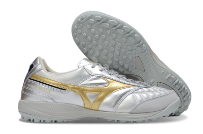 Mizuno Morelia Neo 4 TF Artificial Turf Soccer Shoes - Silver/Gold/Black