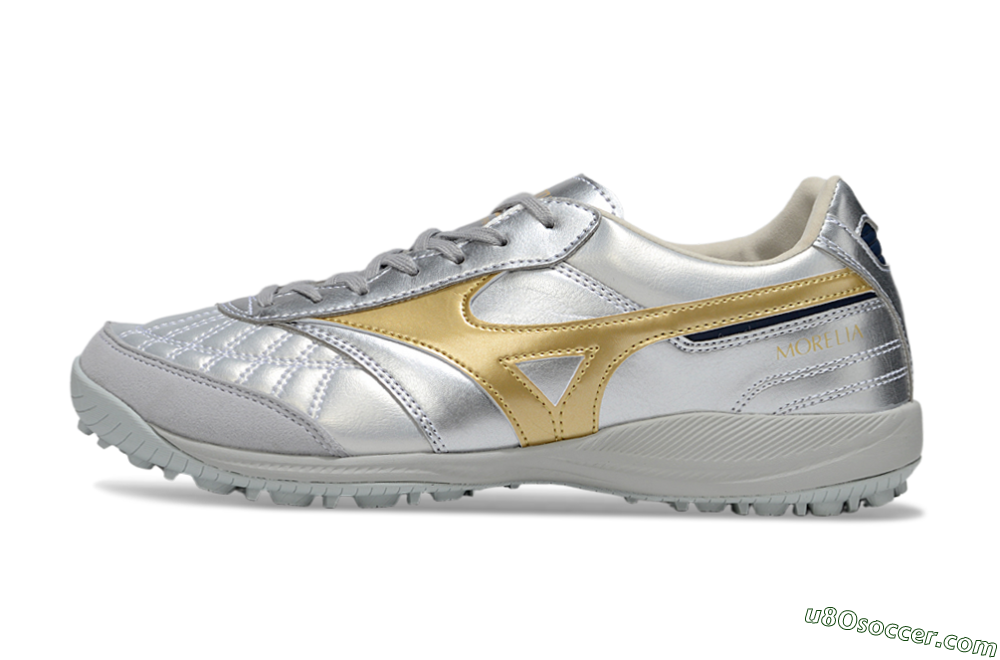 Mizuno Morelia Neo 4 TF Artificial Turf Soccer Shoes - Silver/Gold/Black 2