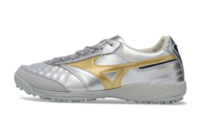 Mizuno Morelia Neo 4 TF Artificial Turf Soccer Shoes - Silver/Gold/Black
