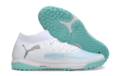Puma Future 8 Ultimate TF Artificial Turf Soccer Shoes - White/Silver/Blue