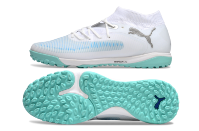 Puma Future 8 Ultimate TF Artificial Turf Soccer Shoes - White/Silver/Blue