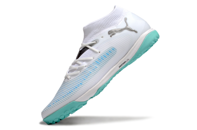 Puma Future 8 Ultimate TF Artificial Turf Soccer Shoes - White/Silver/Blue